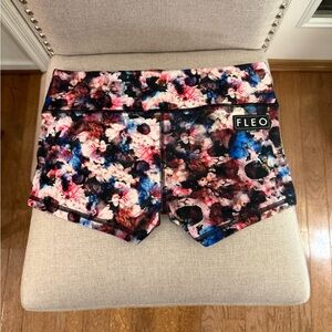 Fleo Women's Floral Active Shorts in Pink, Blue & Black